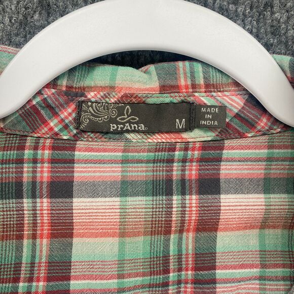 prAna Shirt Womens M Plaid Tunic Long Sleeve Casual Outdoor Peasant‎ Boho Grunge - Picture 7 of 10